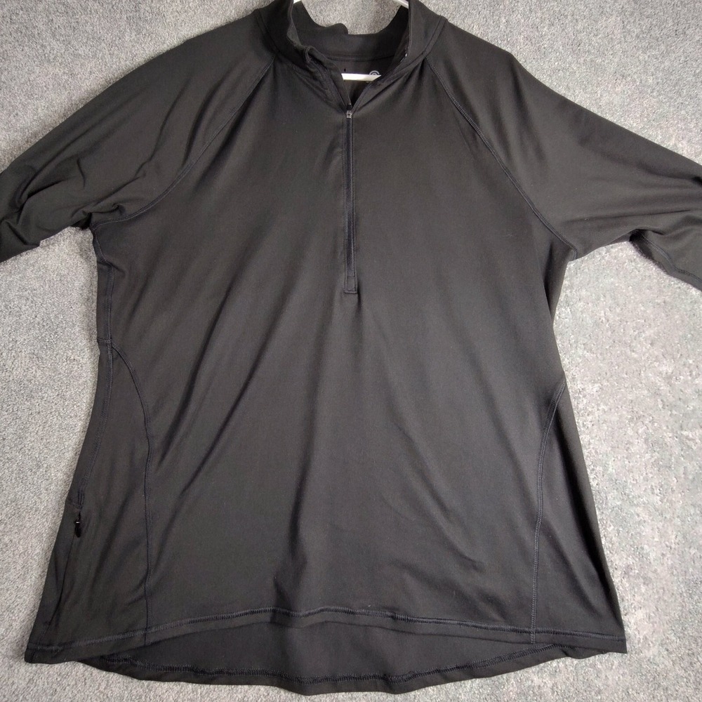 Champion Womens Half Zip Athletic Soft Inside Top 2XL Black Activewear Pullover